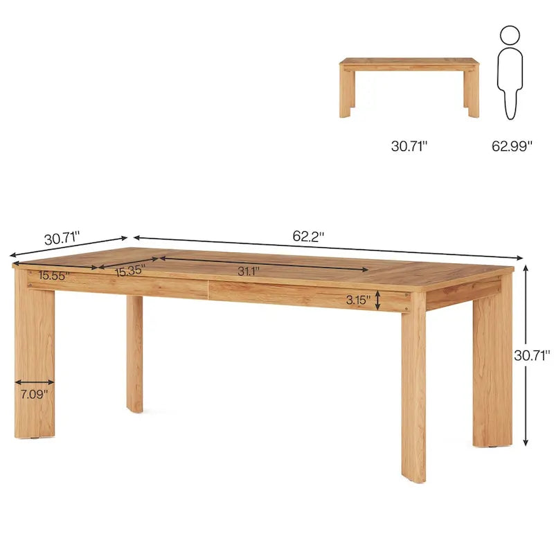 Bureau d'ordinateur de 62 pouces, bureau de direction en bois pour bureau à domicile