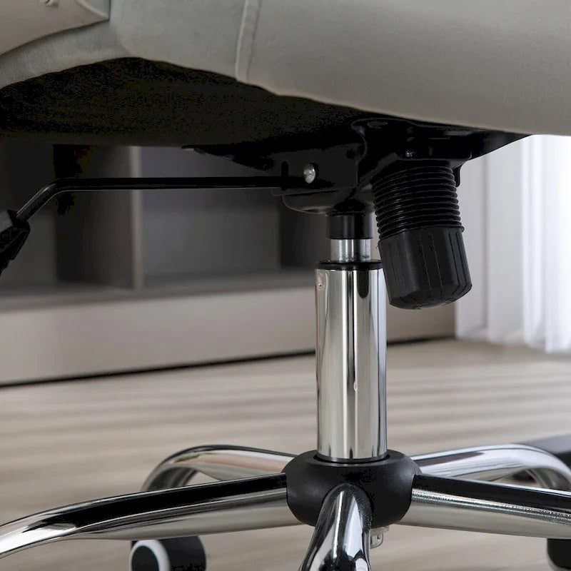 Chaise de bureau à domicile en velours, chaise d'ordinateur capitonnée à boutons avec roulettes pivotantes, hauteur réglable et fonction d'inclinaison