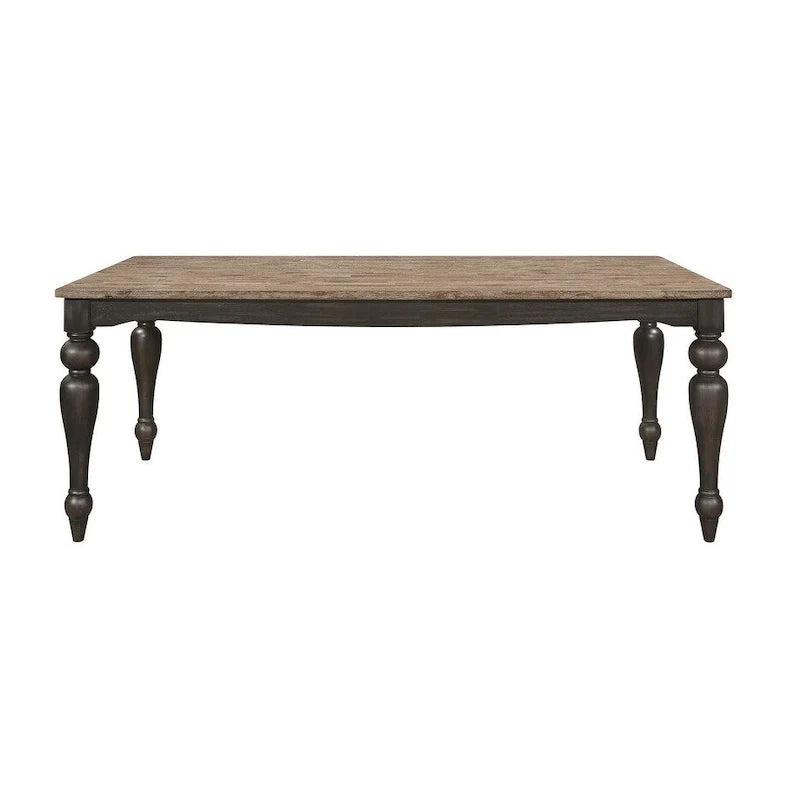 Brown Brushed Dining Table with Turned Leg