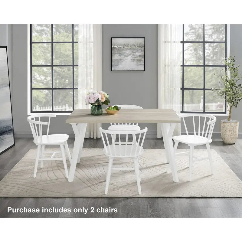 Chaises de salle à manger à dossier à barreaux en bois, chaises Windsor, blanches