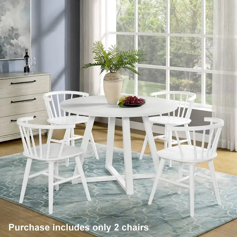 Chaises de salle à manger à dossier à barreaux en bois, chaises Windsor, blanches