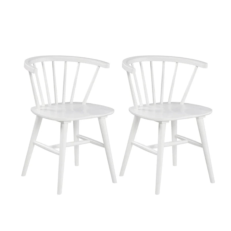 Chaises de salle à manger à dossier à barreaux en bois, chaises Windsor, blanches