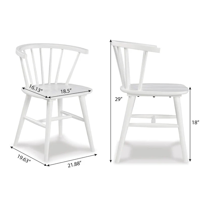 Chaises de salle à manger à dossier à barreaux en bois, chaises Windsor, blanches