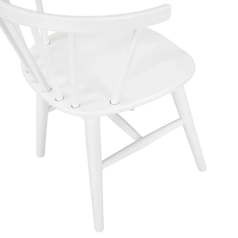 Sillas de comedor de madera con respaldo de husillos, estilo Windsor, blancas