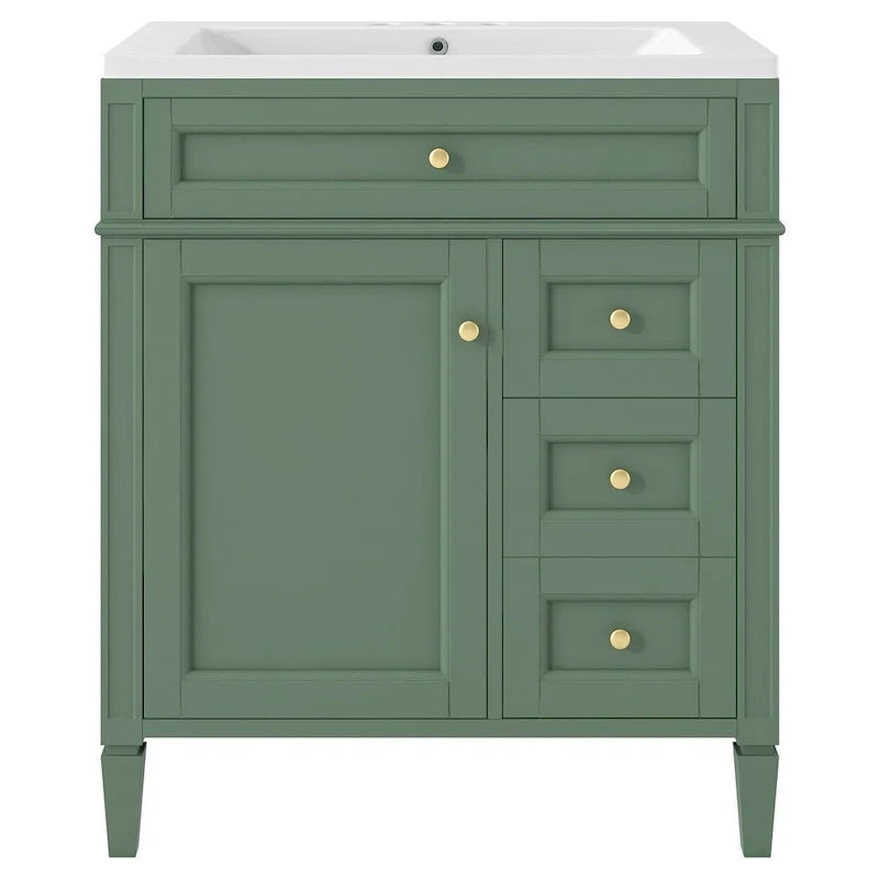 30 Bathroom Vanity with Top Sink,Bathroom Storage Cabinet with 2 Drawers and a Tip-out Drawer,Single Sink Bathroom Vanity