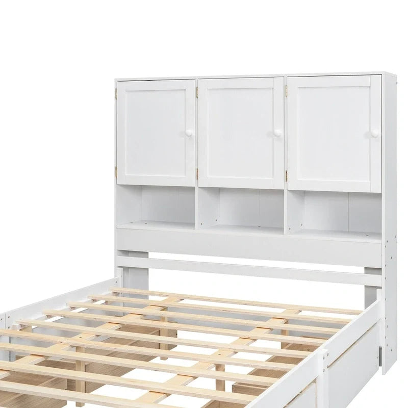 Plattformbett in Queen-Size mit Kopfteil mit Stauraum und 4 Schubladen