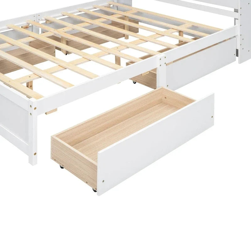 Plattformbett in Queen-Size mit Kopfteil mit Stauraum und 4 Schubladen