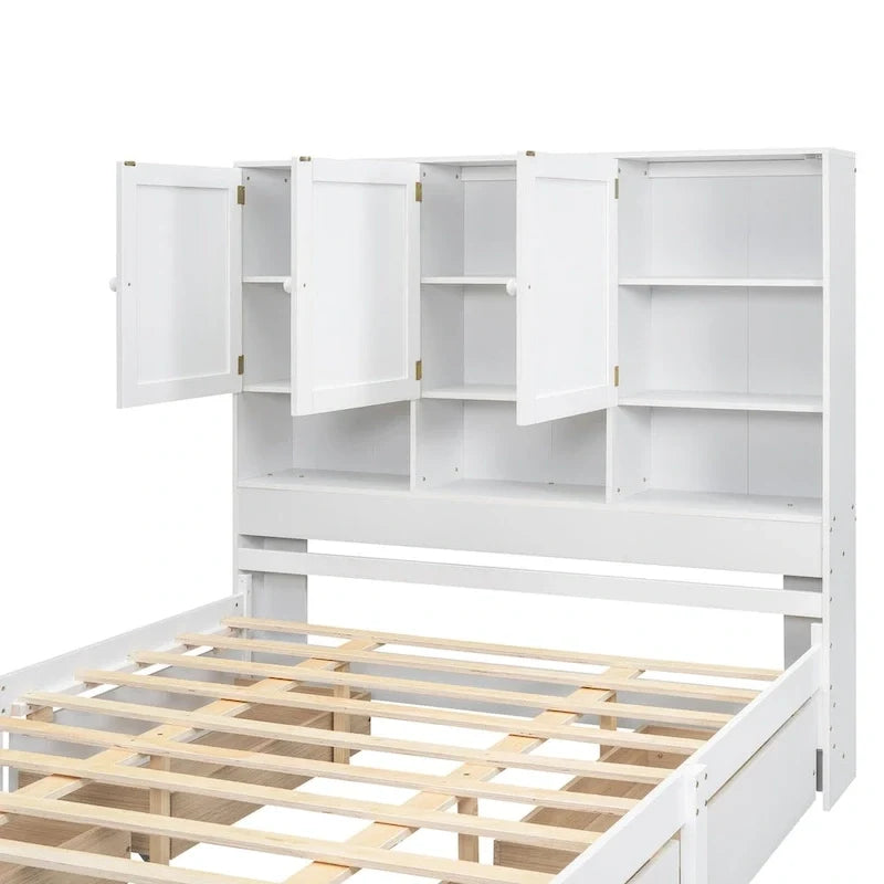 Plattformbett in Queen-Size mit Kopfteil mit Stauraum und 4 Schubladen