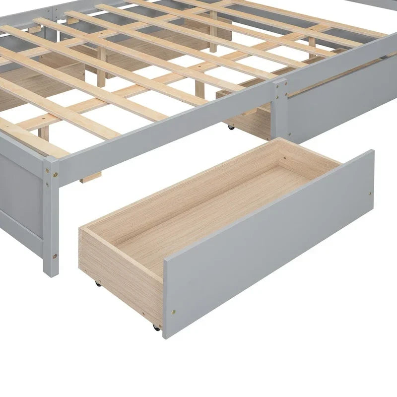 Plattformbett in Queen-Size mit Kopfteil mit Stauraum und 4 Schubladen